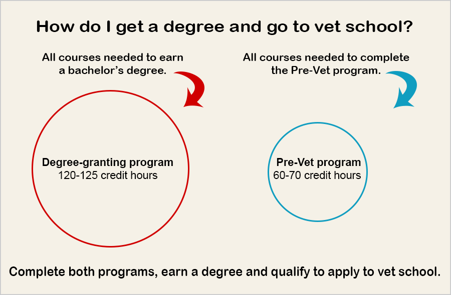 Illustration comparing the credit hours of the pre-vet program and the degree program you choose.